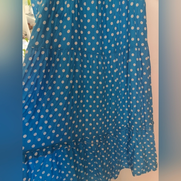 Anthropologie Dolan Blue & White Long Sleeve Polka Dot Midi maxi Dress - Picture 7 of 7